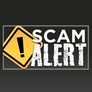 Caution sign scam alert